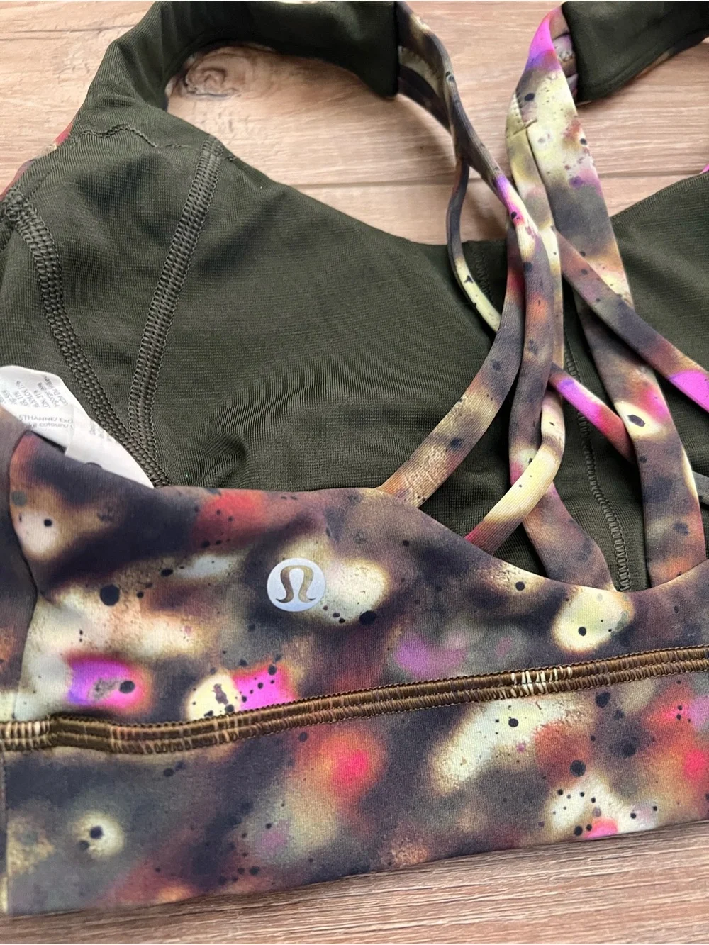 Lululemon Free to Be Elevated Bra Size 6 Soft Focus Splatter Green Multi